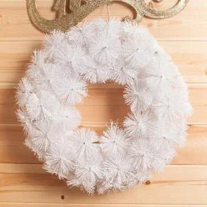 [아트박스]/플라워트리 [1+1] 크리스마스 눈꽃 리스 벽장식 화이트 펄솔 45cm