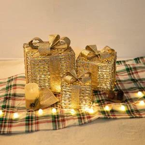 아트박스/플라워트리 크리스마스 LED 선물상자 대형 장식 3단 에르메 30cm