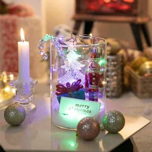 /플라워트리 크리스마스 장식 화병 LED 병정 글라스 set 15cm DIY