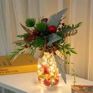 /플라워트리 크리스마스 장식 화병 LED 샤프리 베리볼 set 35cm