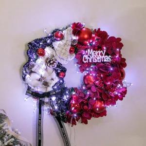 /플라워트리 크리스마스 리스 벽장식 LED 반쪽 사랑 35cm 소품