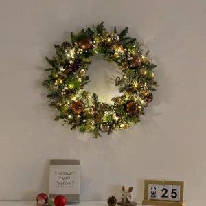 /플라워트리 크리스마스 리스 벽장식 LED 노르딕 풍성 60cm 소품