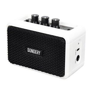 전기 기타용 손데리 미니 기타 앰프 5W 2개 스피커 충전식 휴대용 프리티스 소형 앰프, 오버드라이브/클린 효과 및 블루투스 기능 제공