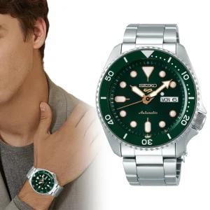 Seiko 세이코 [세금포함] [정품] New 5 스포츠 블랙 다이얼 스테인레스 스틸 Men’s 시계 SRPD55 , 패션시