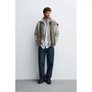 [정품] 자라 자켓 코트 데일리 아웃터 ZARA 체크 스트럭처 점퍼 - 황갈색