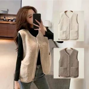 여성 캐주얼 초경량 뽀글이 조끼 따뜻한 느낌 보온 방한조끼 융털조끼 여성 후리스조끼 경량조끼 뽀글이조