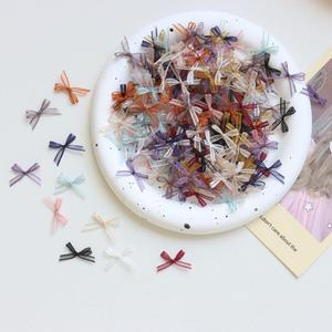 [2개묶음] 오간자 혼합색상 100개 꽃 공예재료 장식 용 꾸미기 미니 리본 포장 끈 선물