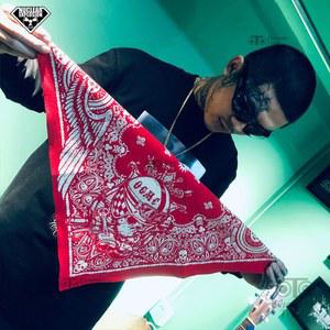 레드 해골 할리 오토바이 머리 면 손수건 스카프 수건