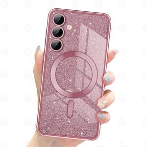 삼성 갤럭시  케이스 S25 Plus FE Note20 밝은 커버 무선 MagSafe 마그네틱 용 글리터 블링