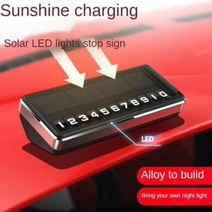 1PC 태양열 자동차 전화 번호판 Led 조명 임시 주차 카드  플레이트 중지 여러 가제트