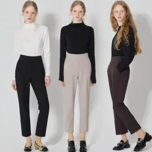 3SET [GS단독] [르오트] 라인을 잡아주는 윈터 기모 세미 배기 팬츠 3종세트