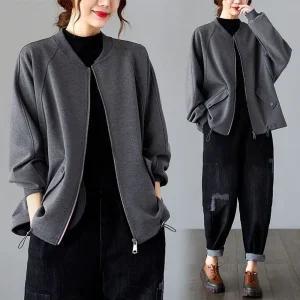 중년여성 봄점퍼 간절기용 엄마 밑단 바람막이 집업 스트링