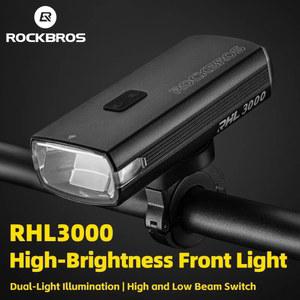 ROCKBROS 자전거 라이트, 하이라이트, 사이클링 10000mAh MTB 헤드라이트, 충전 플래시 로드 3000LM, 램프, 타입 C 보조배터리 프론트
