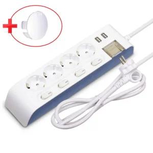 국산 현대 멀티탭 하이탭 접지 개별 과부하차단 USB 2포트 멀티 콘센트 3m, 4구, 1개