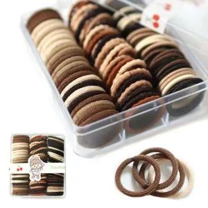 브라운 미니 링 머리끈 3가지타입 헤어끈 세트 유아헤어핀 헤어핀 머리끈 어린이악세사리