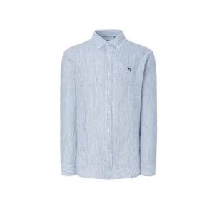 헤지스 남성 네이비 스트라이프 린넨 긴팔캐주얼셔츠 HZSH5C105N2