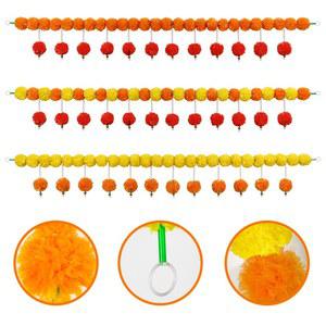 인공 메리골드 꽃 화환, 볼 태슬 장식, 인도 디왈리 결혼식, 장식용 파티 리스 날 죽은 자의