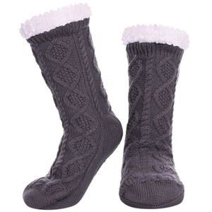 LINEMIN 여성 슬 양말 겨울 따뜻한 플리스 안감 포근한 두꺼운 퍼지 논 슬립 실내 크리스마스