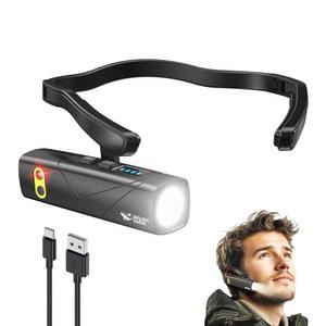 스마일 샤크 헤드램프 충전식, 2025년 새로운 귀 장착 LED 1000루멘, 모션 센서 및 5가지 모드의 화이트 레드 라이트 헤드밴드 손전등 성인 캠핑 하이킹 러닝 리페어용