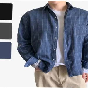 남성셔츠 캐주얼남방 체크무늬 긴팔 와이셔츠