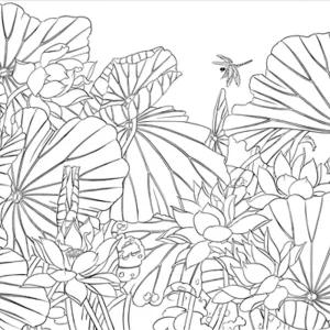 민화 연꽃 그림 그리기 민화도안 컬러사진 단일 인쇄 연화도