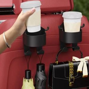 자동차 좌석 머리 받침 후크 걸이 수납함  핸드백 용 컵 홀더가있는 범용 차량 액세서리
