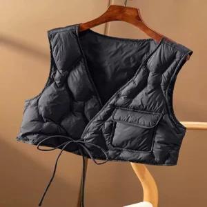 여성 조끼 숏패딩 경량패딩 루즈핏 봄 가을 베스트 누비 V넥