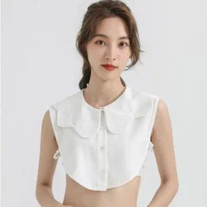 [콩심팥심]물결 라인 레이어드 넥케이프 페이크 카라 이너셔츠