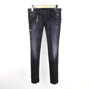 [디스퀘어드2][클로딩캡슐] 여성 체인진 블랙 스키니크롭 S75LA0522