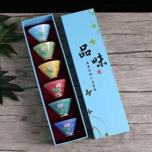 [셀러에이드]레트로 플라워 다기 찻잔 6p세트 선물용티웨어 다완 차완 찻사발