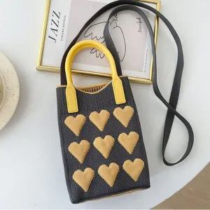 [콩심팥심]캐주얼 미니 토트백 니트 신상 크로스백 하트 가방 쇼퍼백 바디백