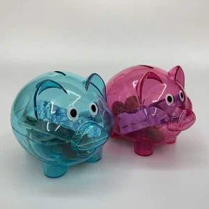 [셀러에이드]투명 컬러 돼지저금통 돼지저금통 투명돼지저금통