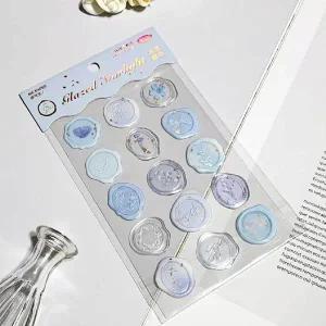 [셀러에이드]블루 상장 스티커 꾸미기 청첩장 봉투 왁스 실링