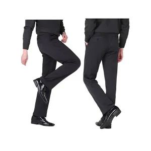 남자 겨울 고급 패브릭 잔패턴 기모 정장바지 LV-SPK-805-블랙