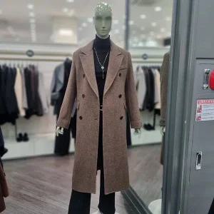 [시슬리]헤링본 테일러드 더블 롱 코트_(SACTC7561 멜란지브라운,멜란지그레이)