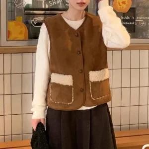 여성 뽀글이 포켓 퍼안감 무스탕 베스트