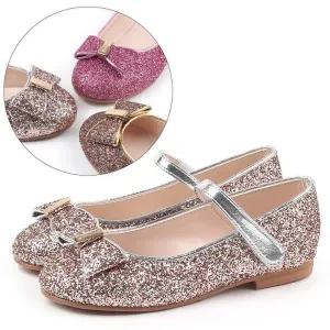 [아이잼슈즈]반짝이 리본 공주 엘사 아동 여아 유아 구두 플랫슈즈
