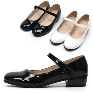 콩쿨 교복 초등 어린이 아동 주니어 여아 에나멜 민자굽 구두 신발 180-250