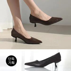 [바닐라슈] [단독기획] 베리어 소프트 슬림 발등사선 코딩굽 미들힐 펌프스(5cm)