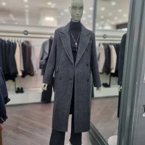 [시슬리]헤링본 테일러드 더블 롱 코트_(SACT40461 멜란지그레이,멜란지브라운)