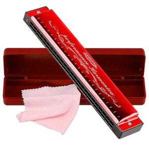 하모니카 마우스오르간 하프 아르모니카 24홀 폴리포니 디아토닉 마우스 오르간 키 오브 C, 케이스 포 블루스 포크 재즈 팝 음악 악기 선물