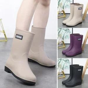 여성 비오는날 장마 방수 미끄럼 방지 미들 레인부츠