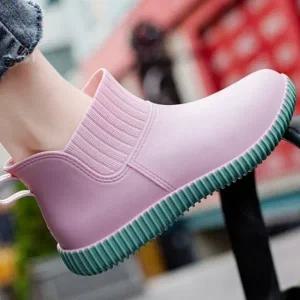 여성 패션 숏 레인부츠 발목 논슬립 방수 장화 01