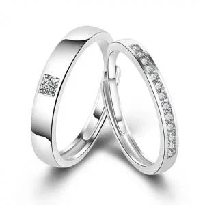 모던 심플 일자 지르코니아 S925 실버 커플링 쌍반지
