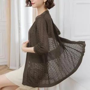 여성 니트 롱가디건 간절기 긴팔 아우터 데일리 편하게 걸치는 얇은 카디건