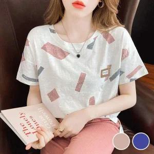 플라워 레이어드 패턴 유니크 여름 반팔