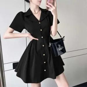 미친 주름 핀턱 나시원피스 볼륨감 브이넥 반팔 미니