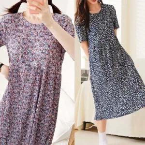 로맨틱 인기 은창)플라워 컴포트 주름 원피스 여름 주