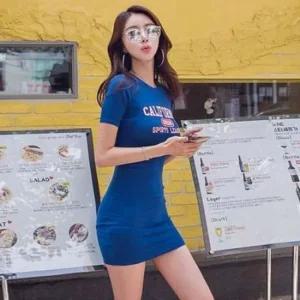 슬림 반팔 미니원피스 원피스 롱원피스 라운드 캐주얼