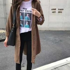 아우터 가디건 골덴 간절기 셔츠 여자 코듀로이 롱